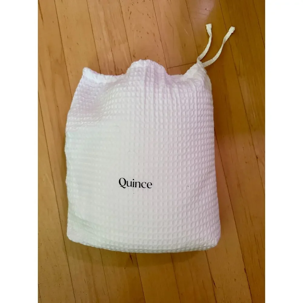 QUINCE Organic Luxe Honeycomb Duvet Cover Set KING/CAL KING in WHITE